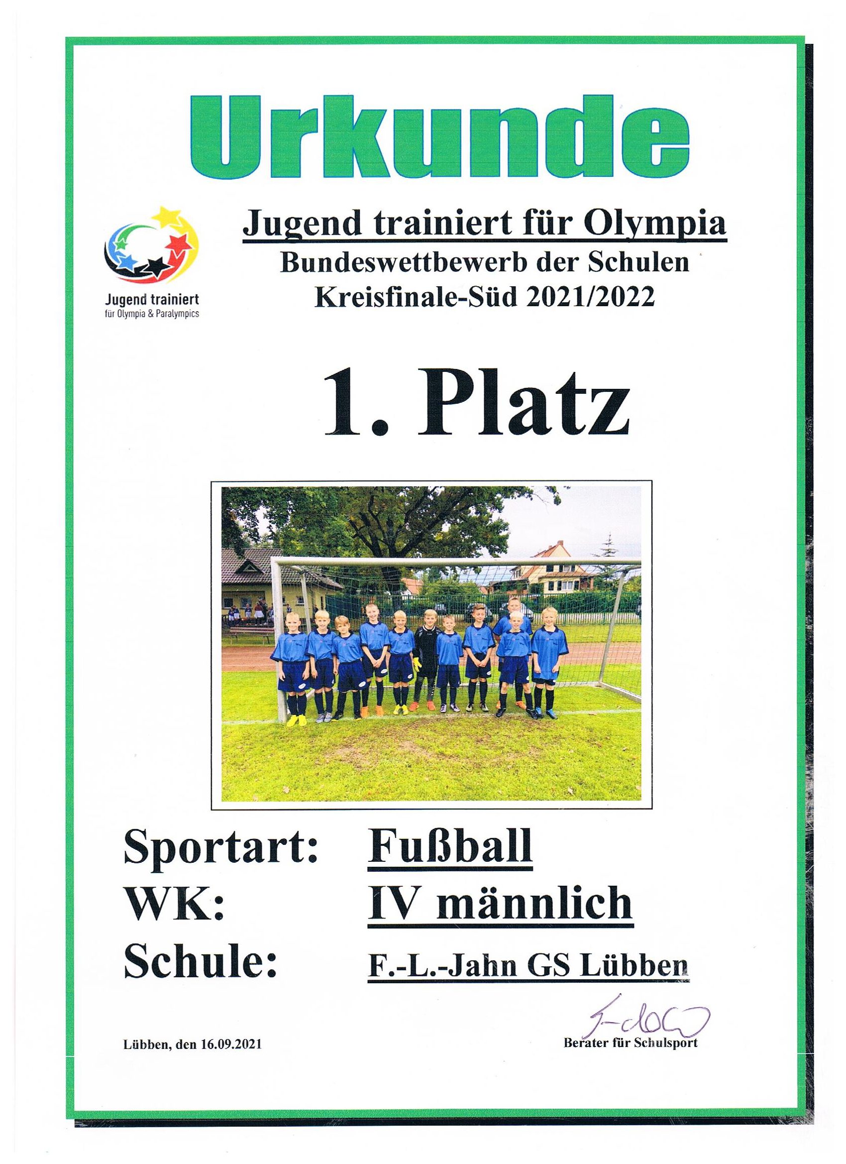 Jugend trainiert für Olympia, Fußball – Sieger!